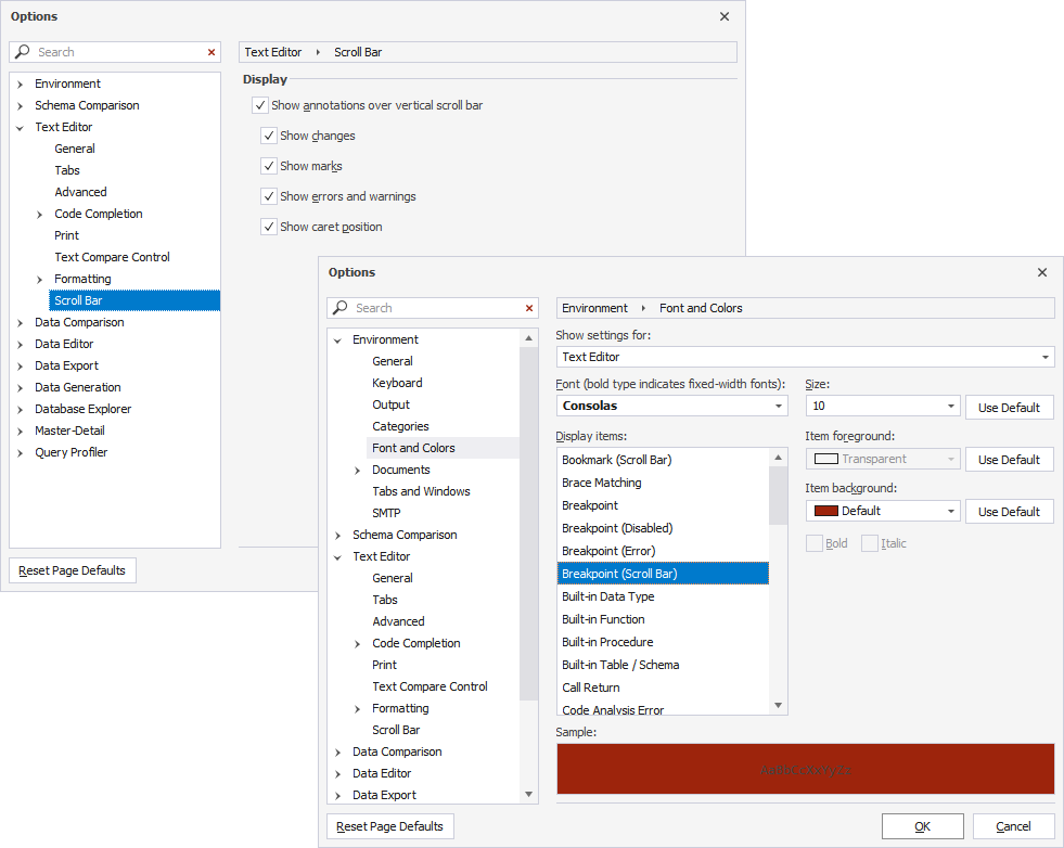 Configure scroll bar annotations
