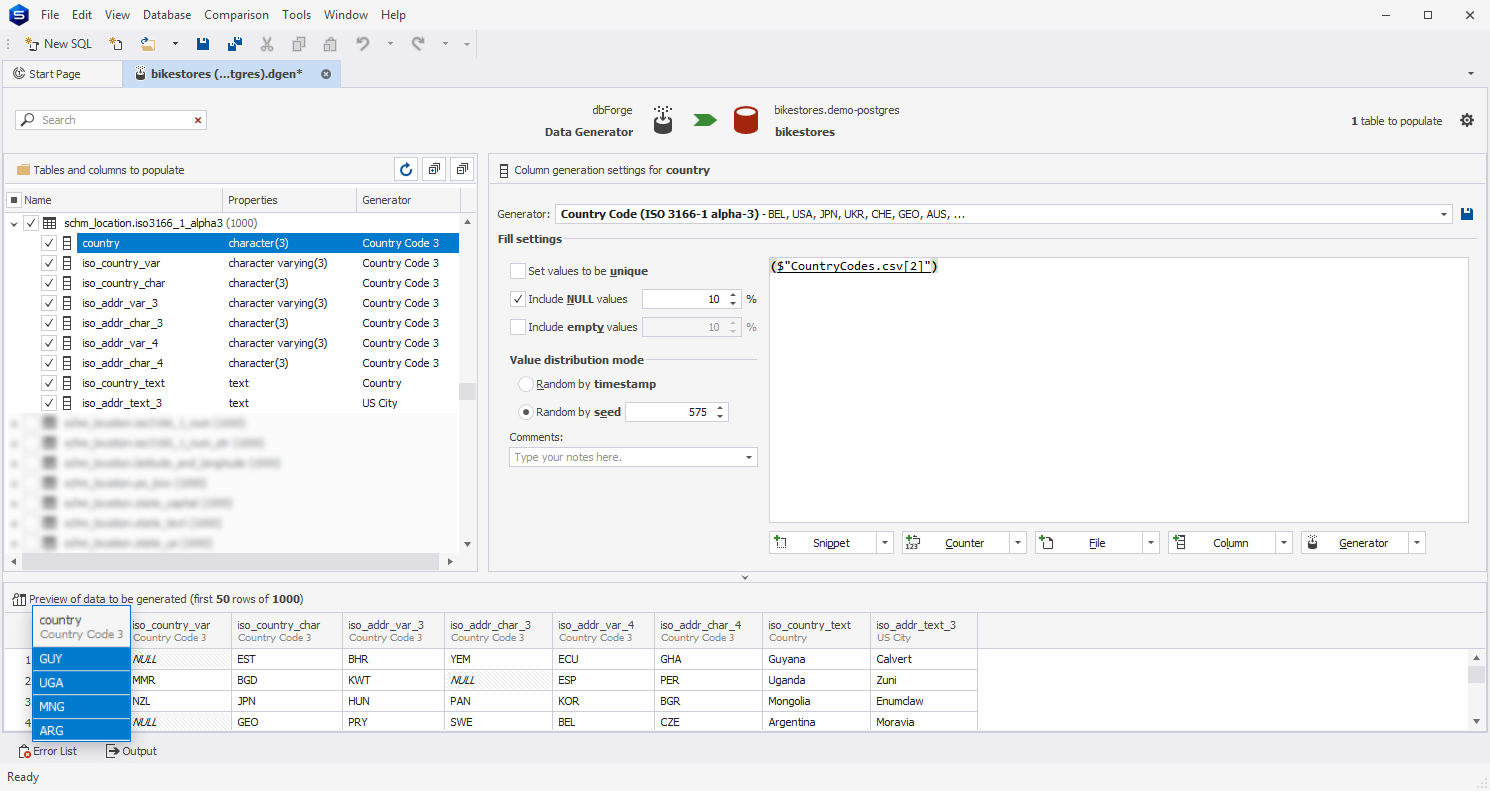 Country Code (ISO 3166-1 alpha-3) generator