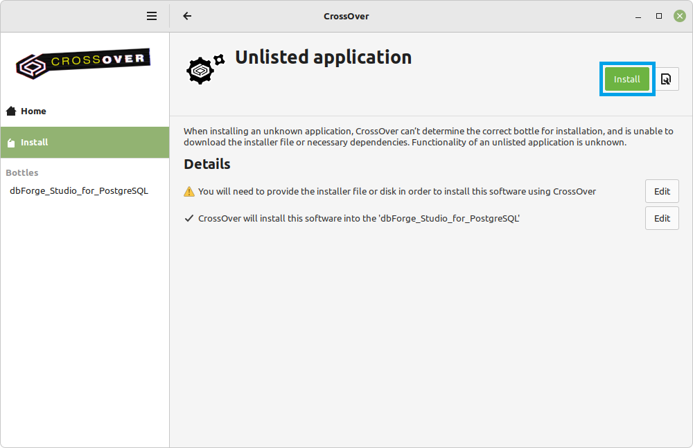 Install an unlisted application