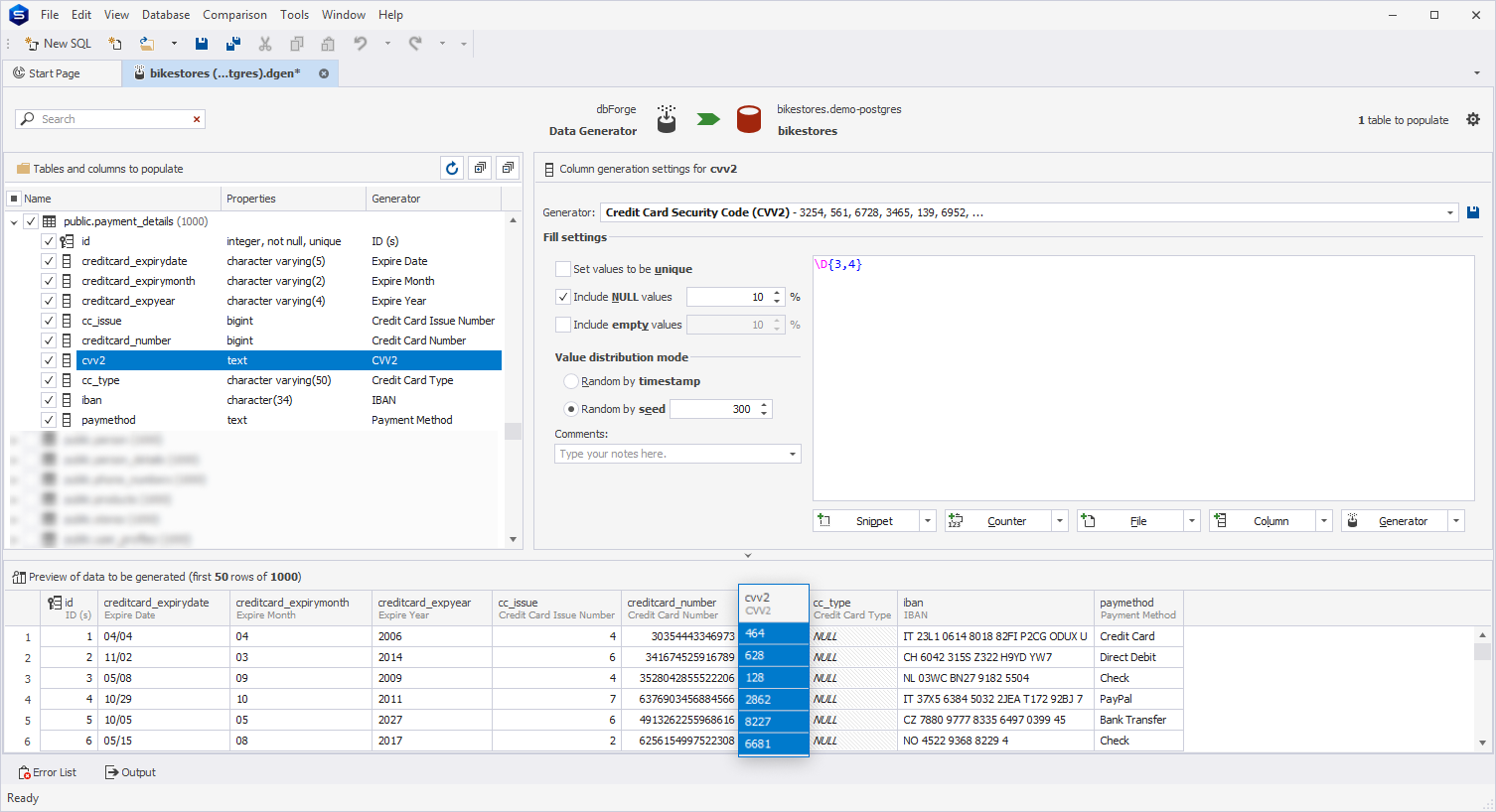 Credit Card Security Code (CVV2) generator