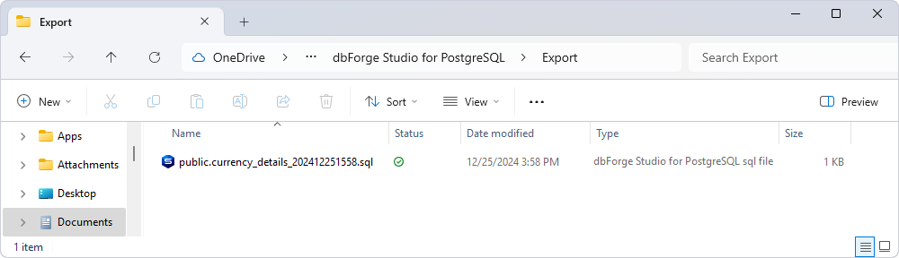 Result - Data Export output file
