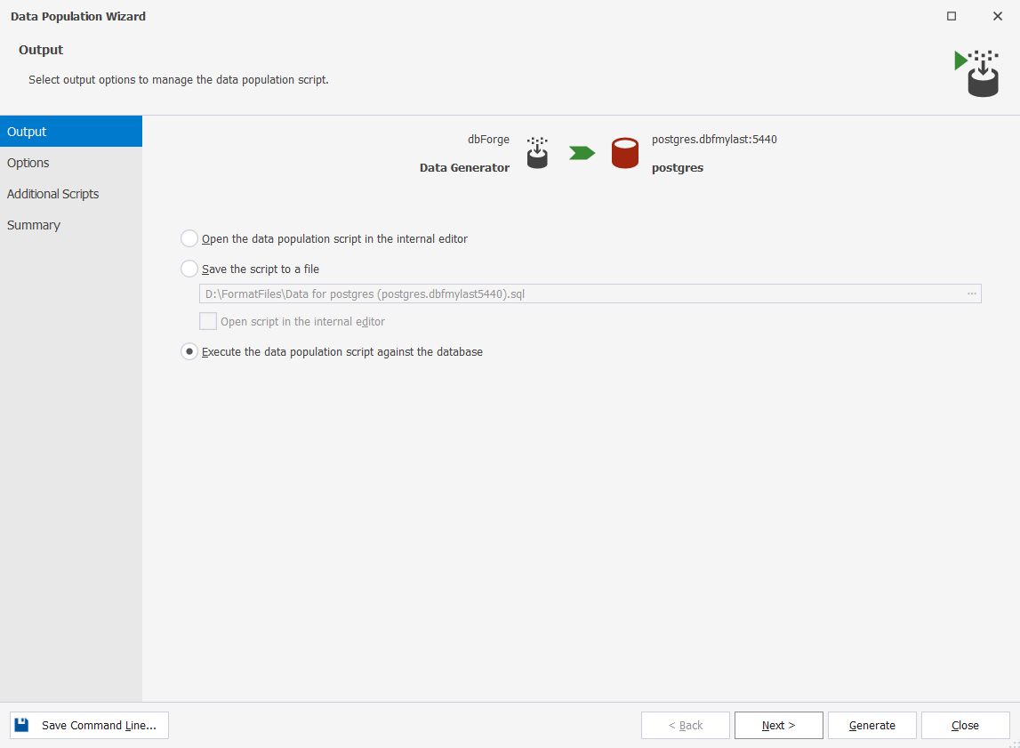 Save Command Line button