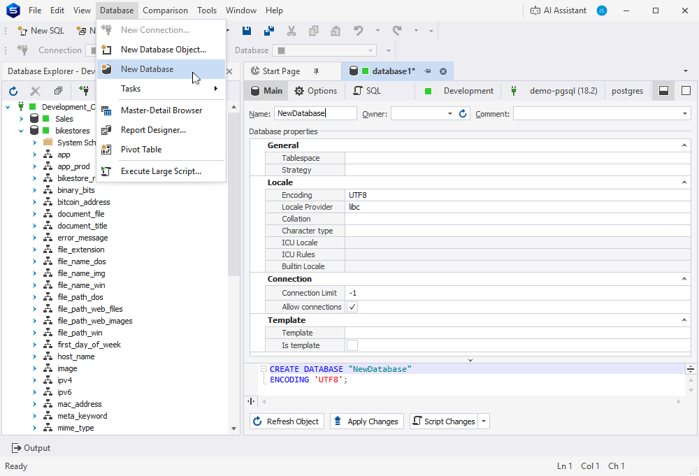 Database Editor in dbForge Studio for PostgreSQL