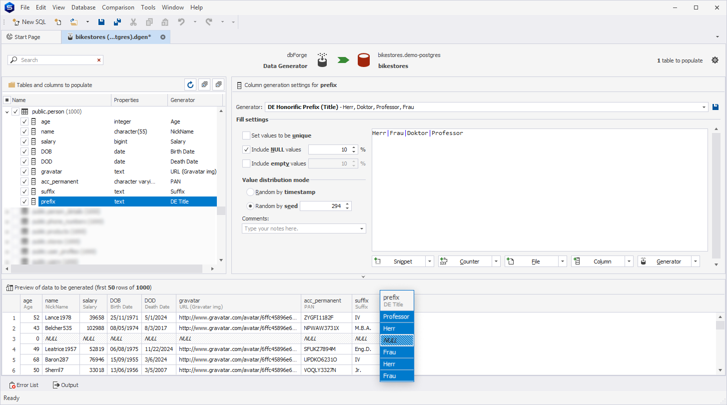 DE Honorific Prefix (Title) generator