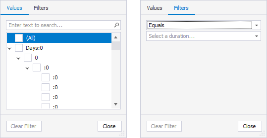 SQL Query History column filters - Duration