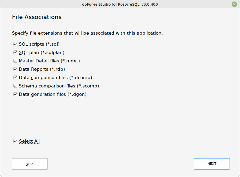 File Associations page