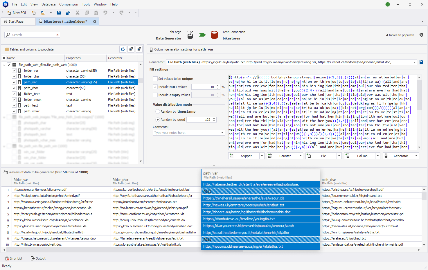 File Path (web files) generator