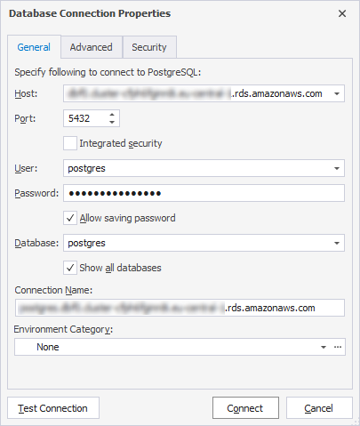 Database Connection Properties - General