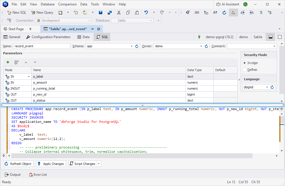 Hide SQL editor