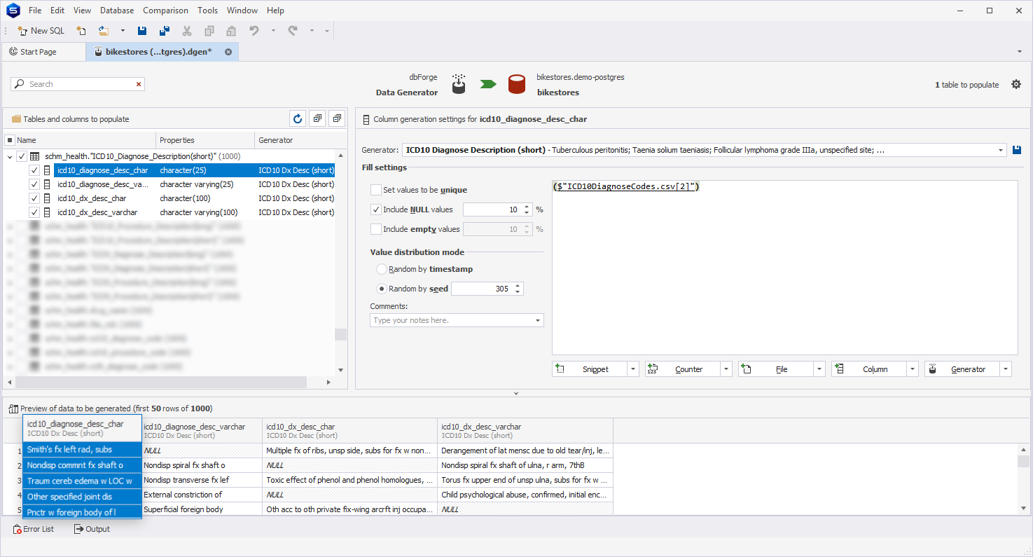 ICD10 Diagnose Description (short) generator
