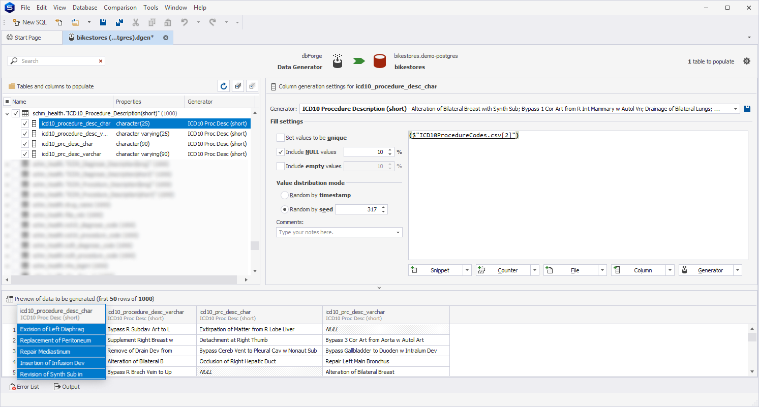 ICD10 Procedure Description (short) generator