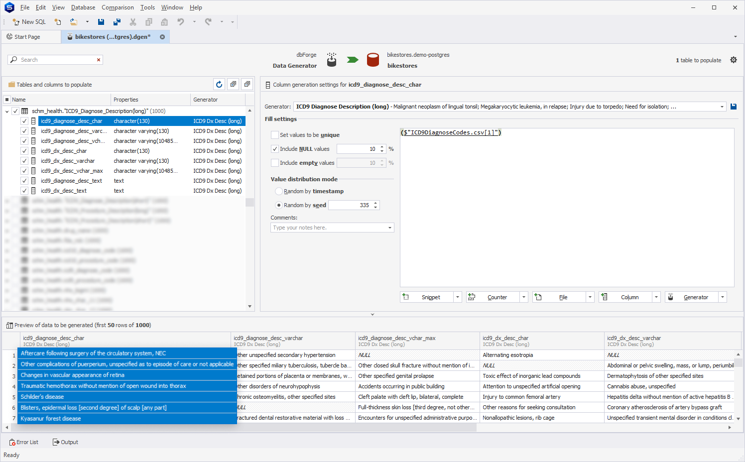 ICD9 Diagnose Description (long) generator