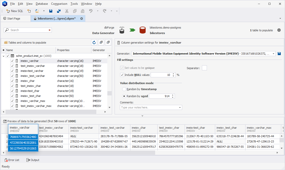 International Mobile Station Equipment Identity Software Version (IMEISV) generator