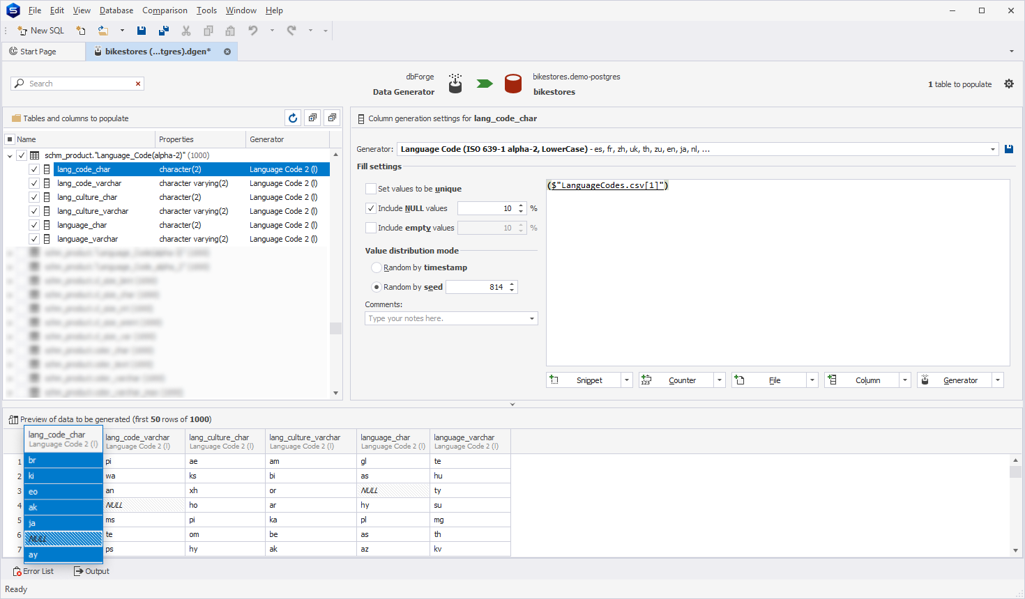 Language Code (ISO 639-1 alpha-2, LowerCase) generator