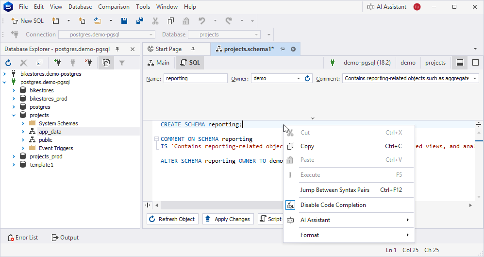 Schema editor