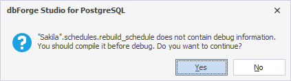 The prompt to add debug info to the routine before starting a debug session.