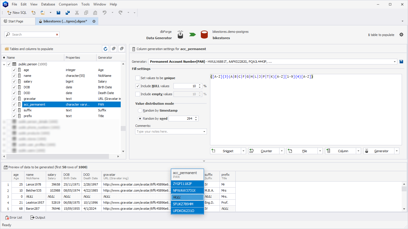 Permanent Account Number (PAN) generator