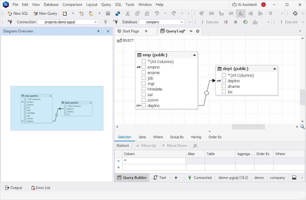 Preview the query diagram