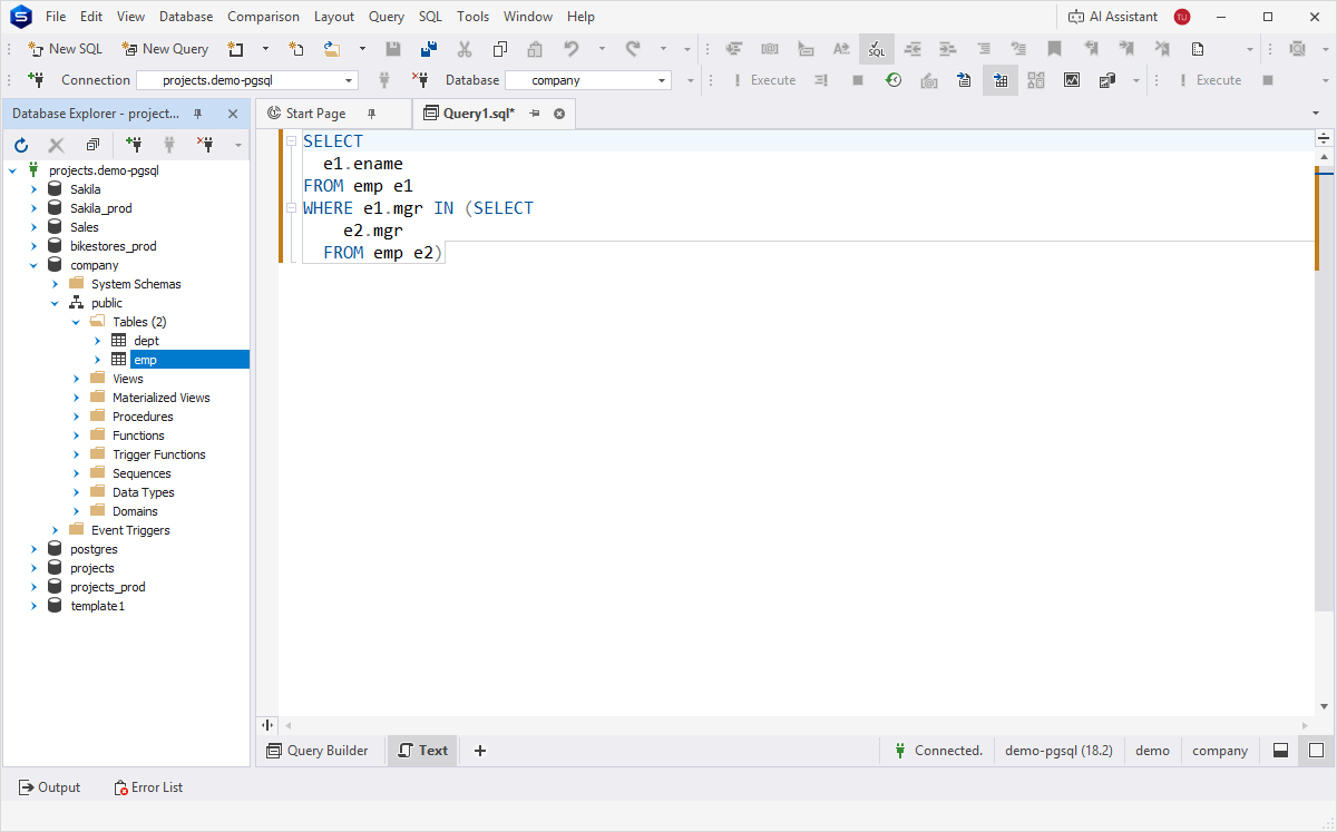 Preview the query text
