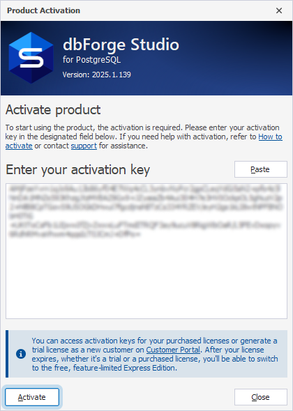 The Product Activation dialog