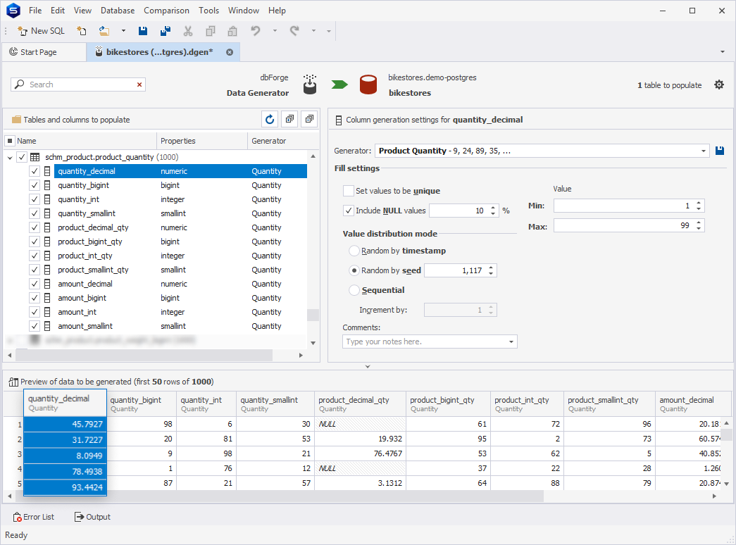Product Quantity generator