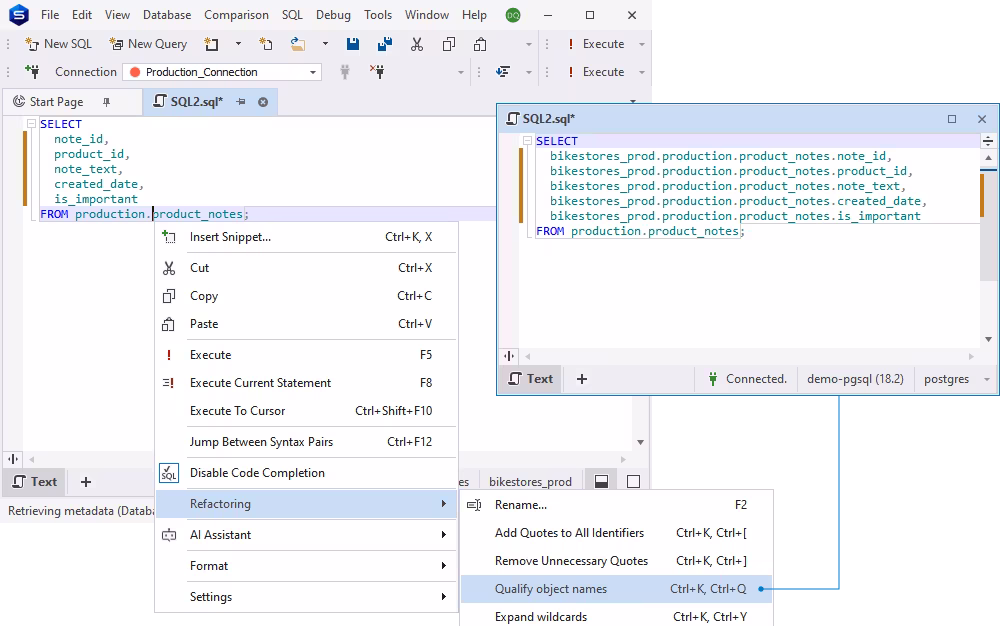 Qualify object names in the Refactoring menu