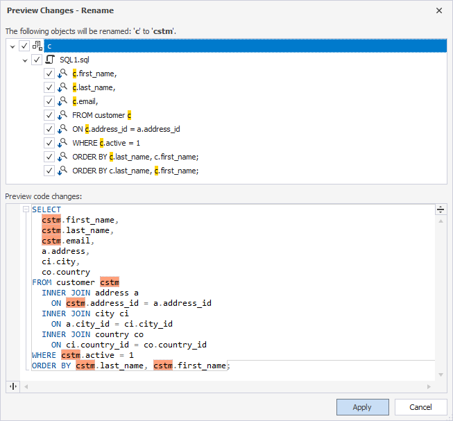 Preview the code changes
