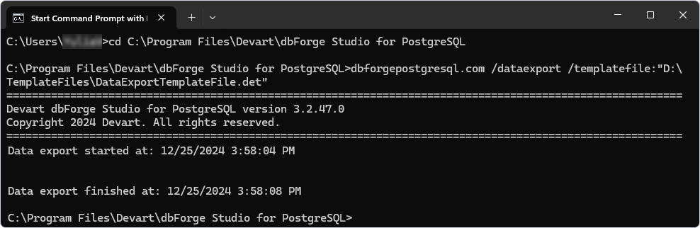 Result - Data Export with template file