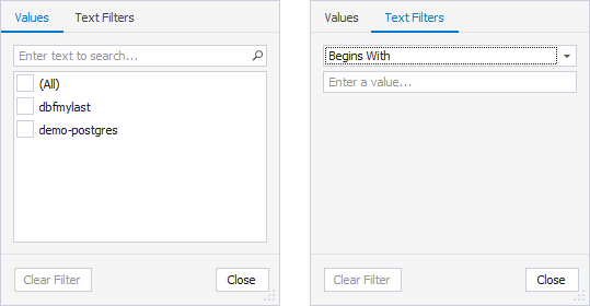 SQL Query History column filters - Server