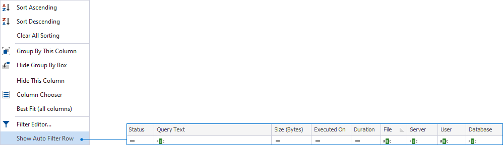 Show Auto Filter Row