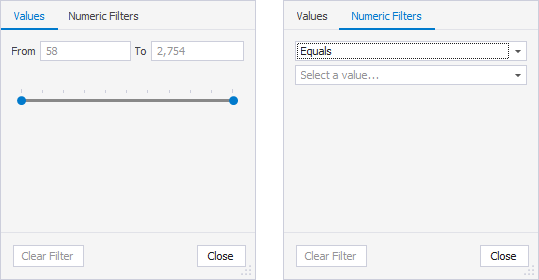 SQL Query History column filters