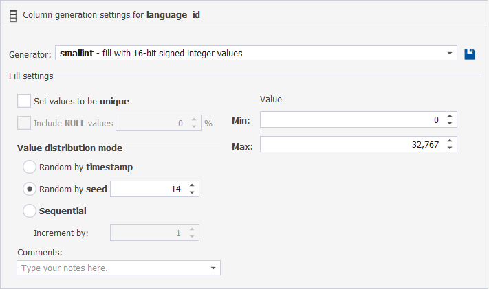 Smallint generator