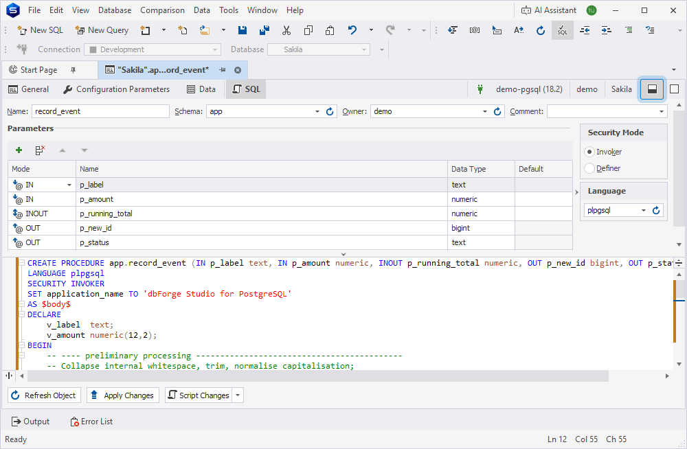 Split layout interface