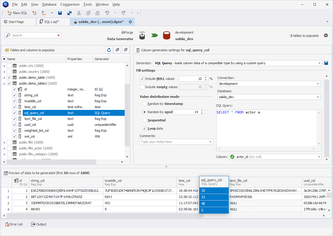 SQL Query generator