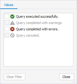 Query History column filters