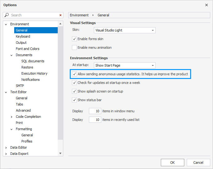 Disable telemetry