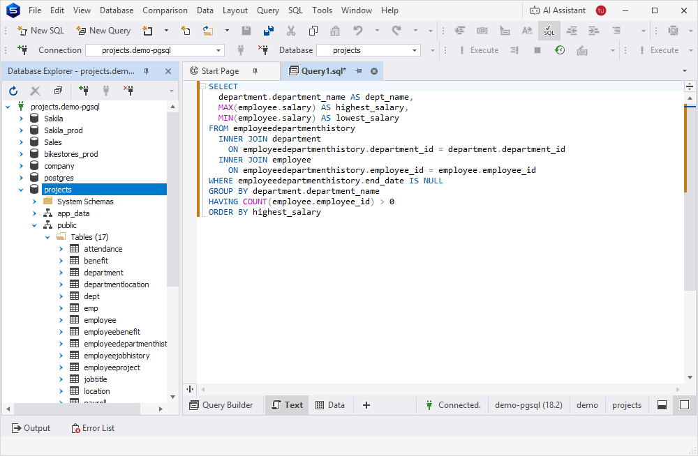 View the SQL script in the SQL Editor