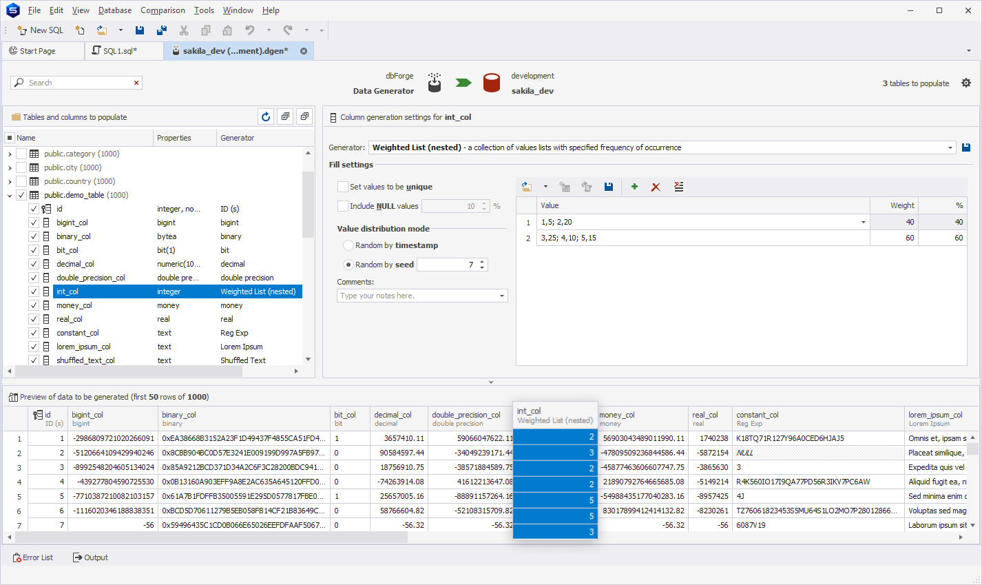 Weighted List (nested) generator