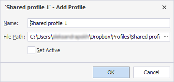 The Add Profile dialog