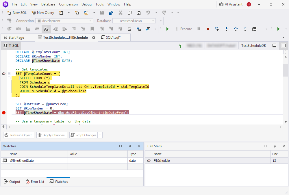 Add a watch from the shortcut menu