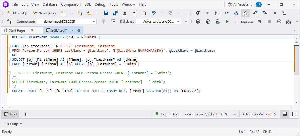 After: Add square brackets to all identifiers in the query