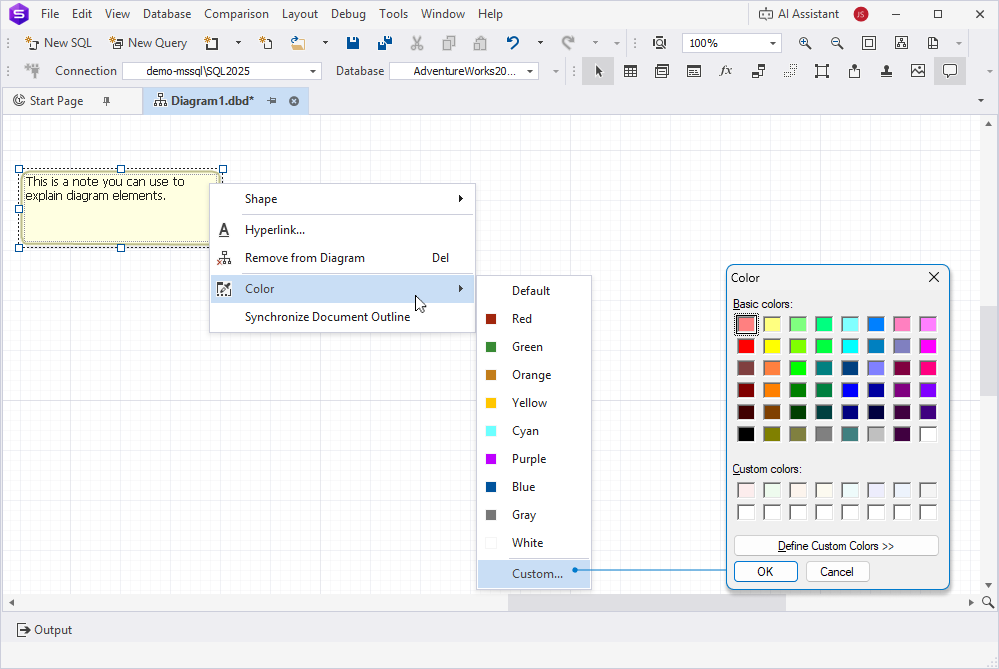 Assign a color to the note
