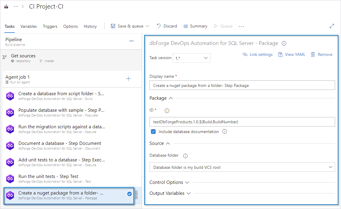 Configure the Package task