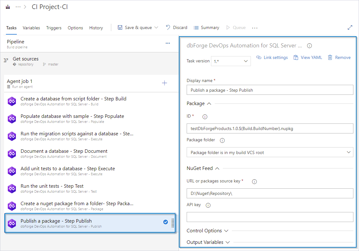 Create the Publish task