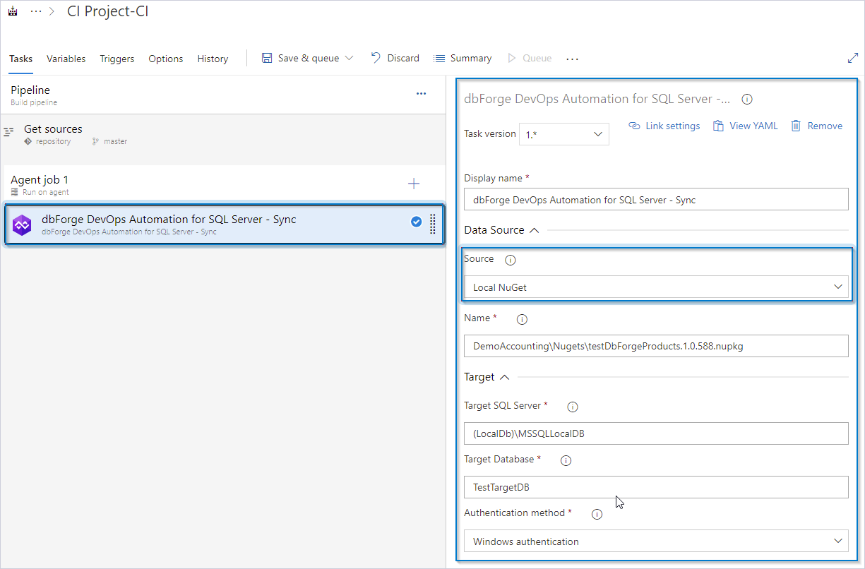 Select the NuGet package as the source