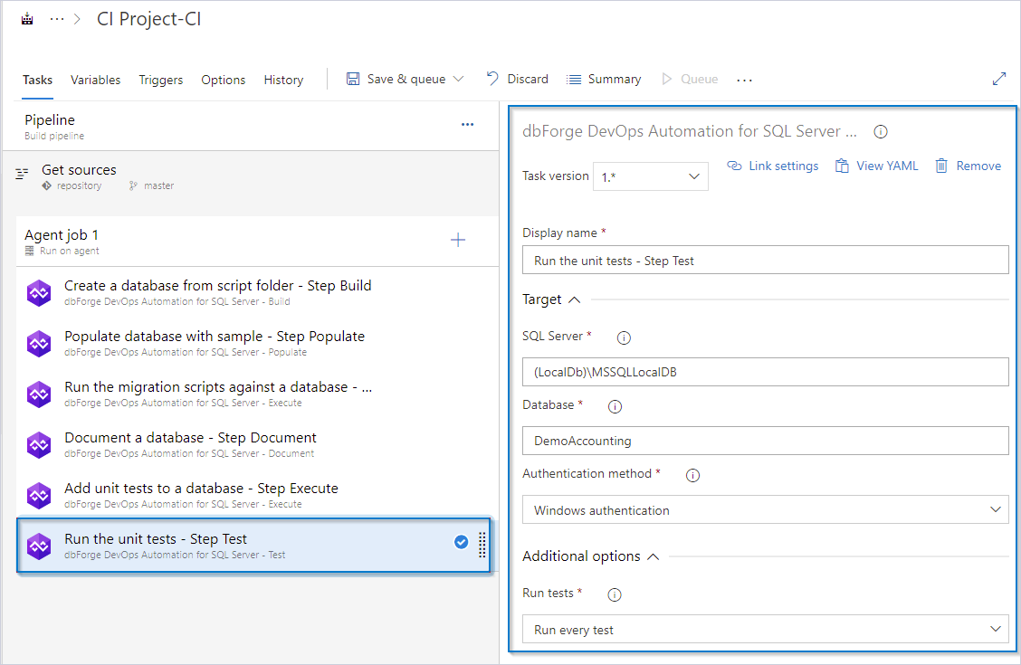 Configure the Test task