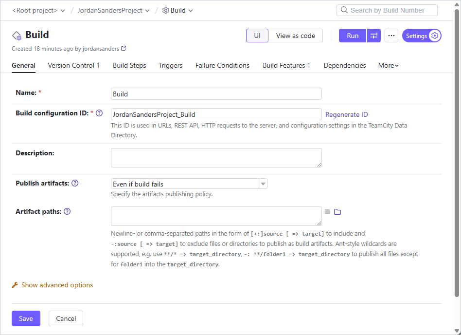 Configure the Build configurations