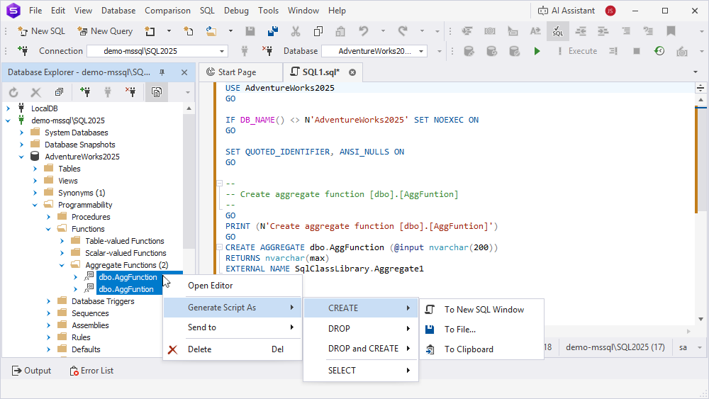 Bulk operations for multiple aggregate functions