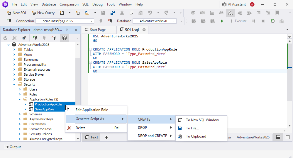 Bulk operations for multiple application roles