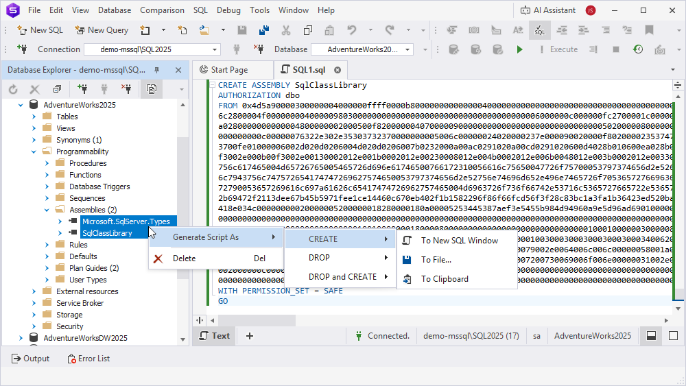 Bulk operations for multiple assemblies